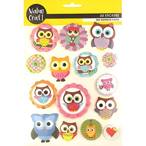 3D Self Adhesive Owls Stickers